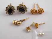 Appraisal: Four pairs of stud earrings