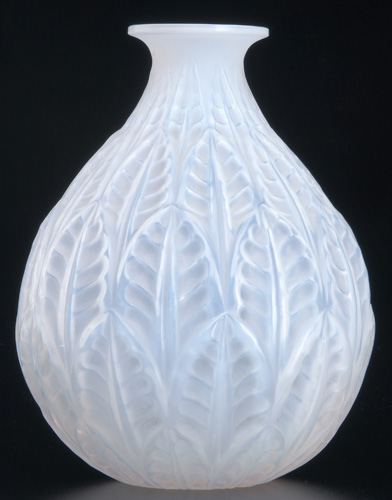 Appraisal: R LALIQUE Vase Malsherbes opalescent c M p No Engraved