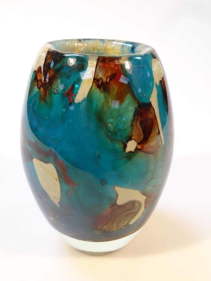 Appraisal: A thC Mdina glass vase the bulbous body in turquoise