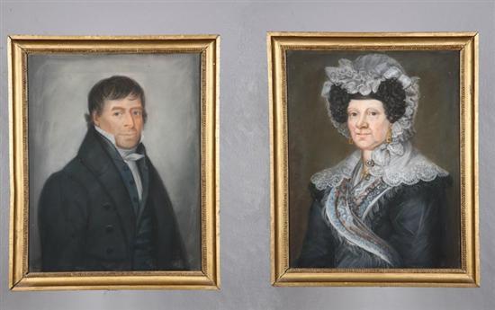 Appraisal: PORTRAITS OF A GENTLEMAN AND A LADY EUROPEAN - Pastel