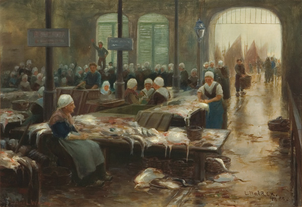 Appraisal: WALDEN LIONEL American - The Fish Market oil on panel