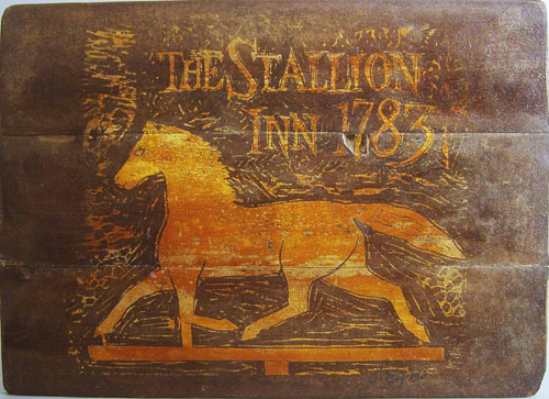 Appraisal: Modern painted trade sign for the Stallion Inn x