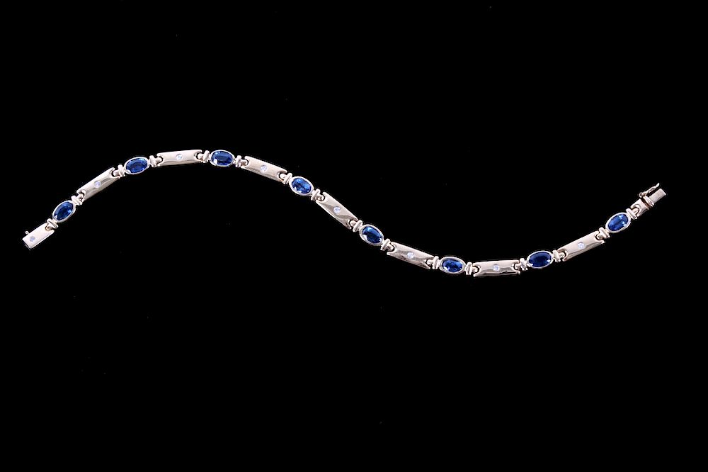 Appraisal: Montana Sapphire Diamond K Gold Bracelet This is an outstanding