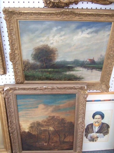 Appraisal: J Loder late th century River landscape oil on canvas