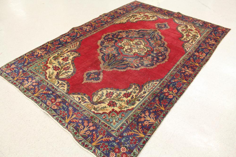 Appraisal: SEMI-ANTIQUE PERSIAN TABRIZ CARPET East Azerbaijan Province northwestern Iran central