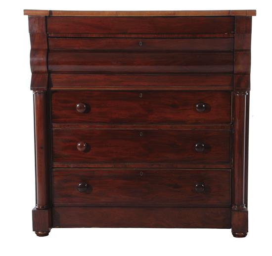 Appraisal: English Classical mahogany chest desk circa with secretary drawers H