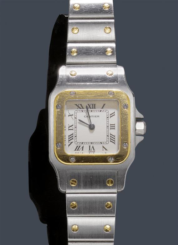 Appraisal: A LADY'S WRISTWATCH CARTIER SANTOS 's Steel and yellow gold