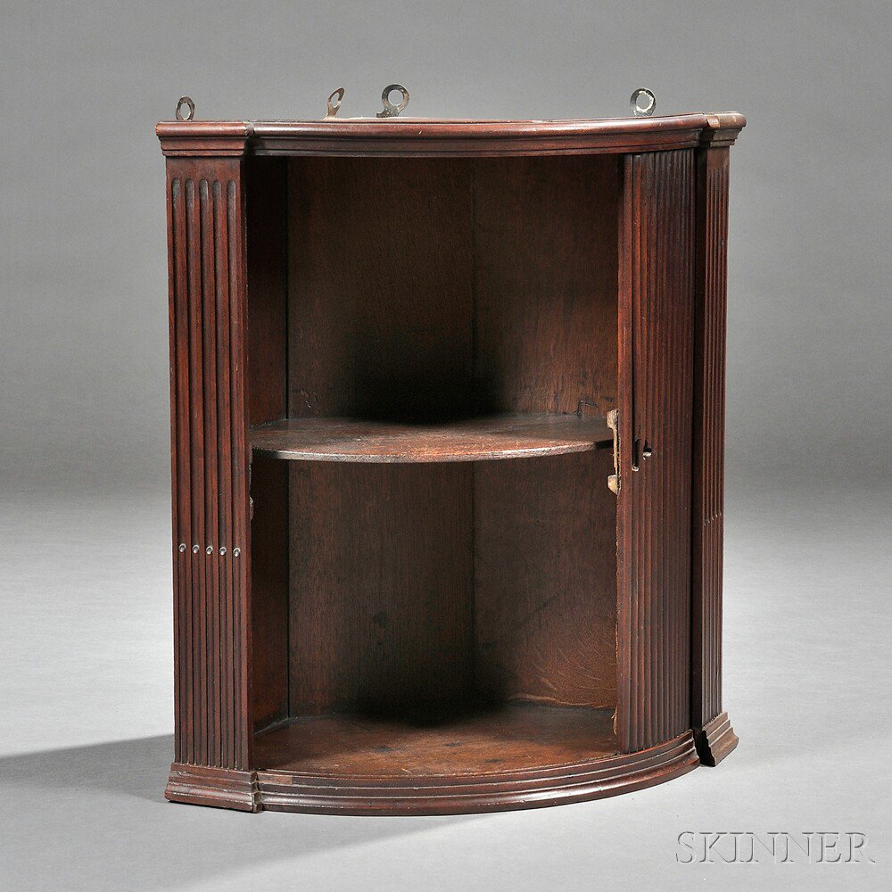 Appraisal: Regency Mahogany Tambour Hanging Shelf England with a reeded frame