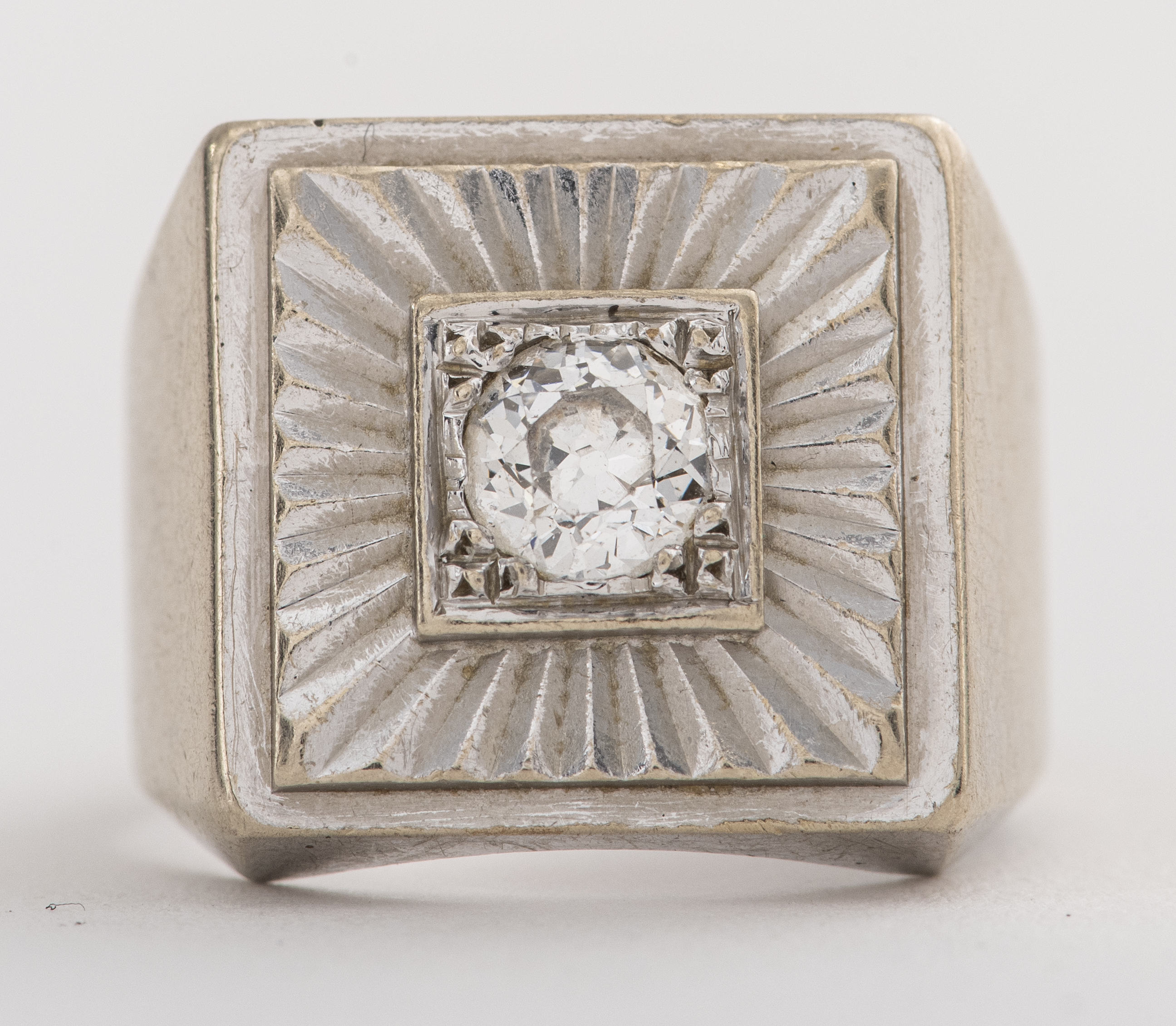 Appraisal: ART DECO K GOLD DIAMOND SQUARE STARBURST RING Art Deco