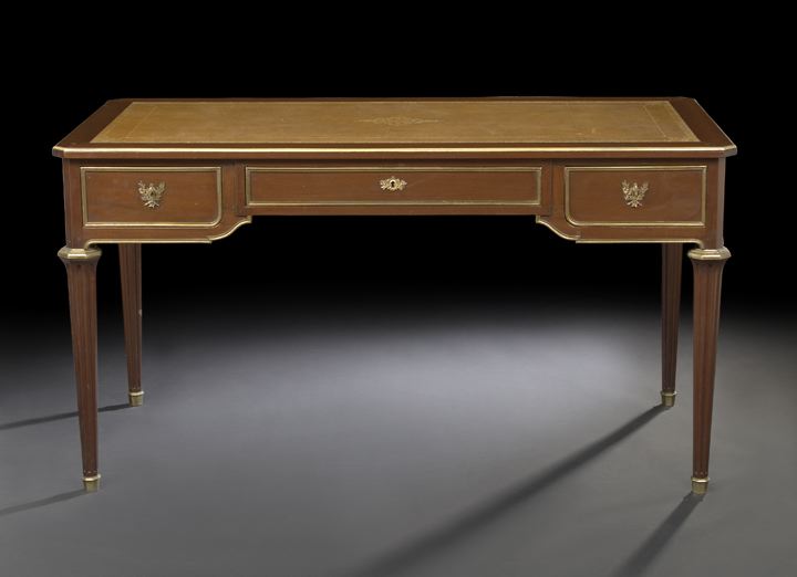 Appraisal: Louis XVI-Style Mahogany Bureau Plat ca the canted rectangular top