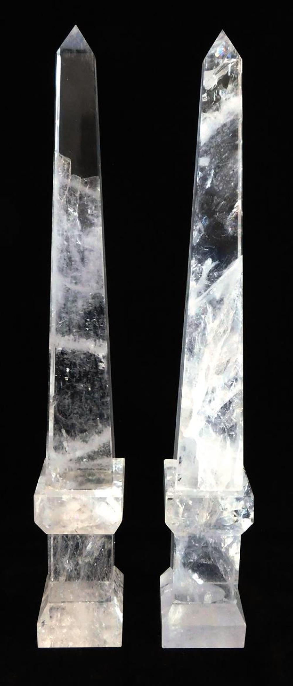 Appraisal: Pair of impressive Brazilian Rock Crystal obelisks h Neoclassical style