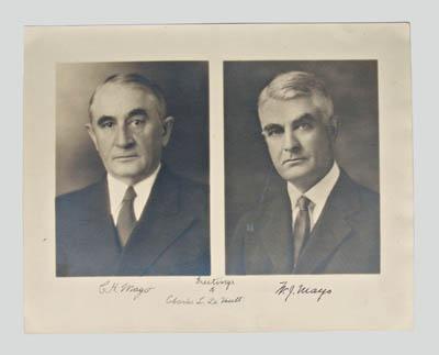 Appraisal: Mayo brothers photo letters dual photograph signed quot C H