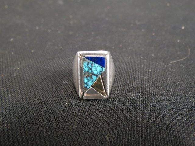 Appraisal: Indian Turquoise Ring gold lapis and turquoise in sterling silver