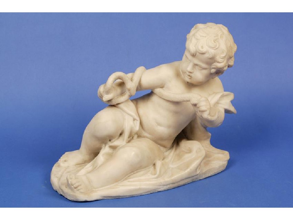 Appraisal: A BAROQUE STYLE WHITE MARBLE GROUP of a young boy