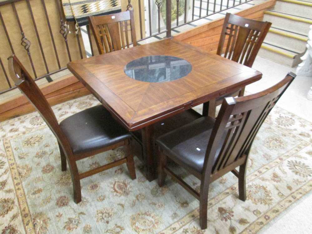 Appraisal: CRAFTSMAN STYLE GAME TABLE AND FOUR CHAIRS SET manufactured square