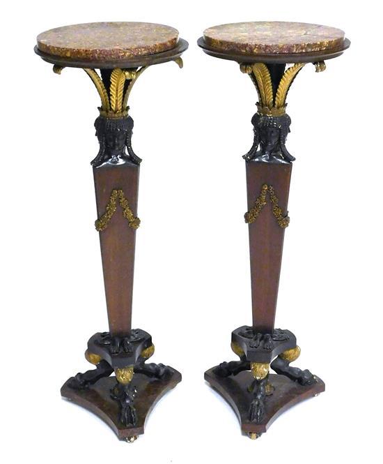 Appraisal: Pair of stands late th C Neo-Classical Egyptian Revival round