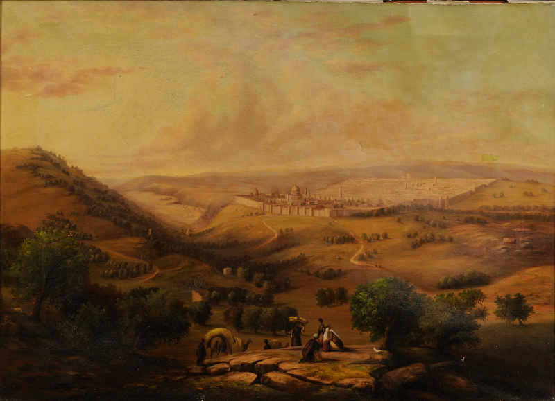 Appraisal: Continental School th Century View to Jerusalem Unsigned Oil on