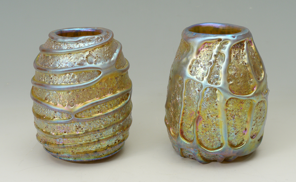 Appraisal: STUDIO ART GLASS VASES In the style of the early