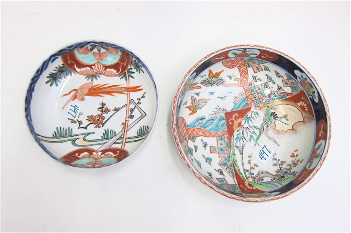 Appraisal: TWO JAPANESE IMARI PORCELAIN BOWLS each hand painted with traditional