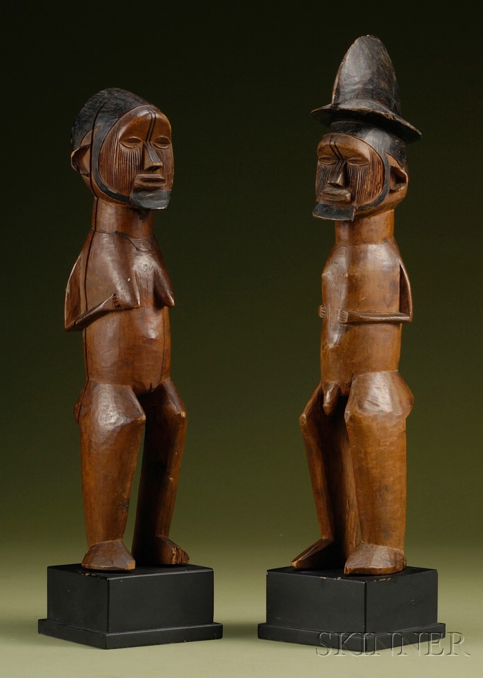 Appraisal: African Carved Wood Couple Teke the male and female both