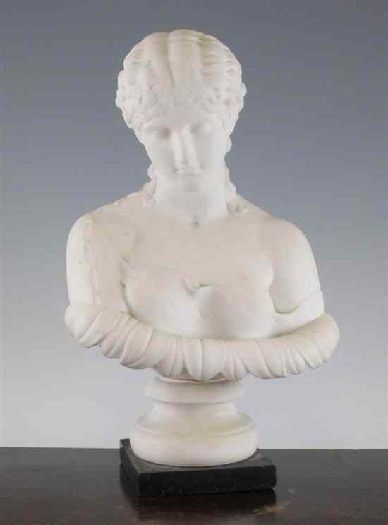 Appraisal: A th century carved white marble bust of Clytie on