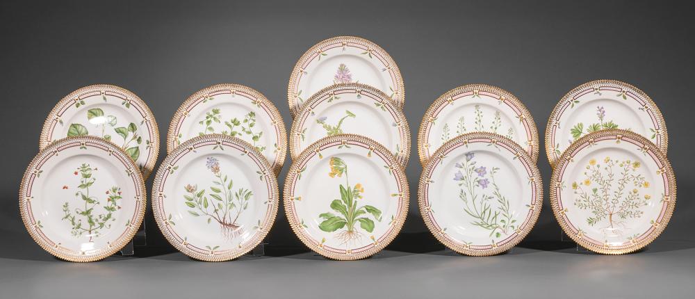 Appraisal: Eleven Royal Copenhagen Flora Danica Porcelain Dinner Plates No dated