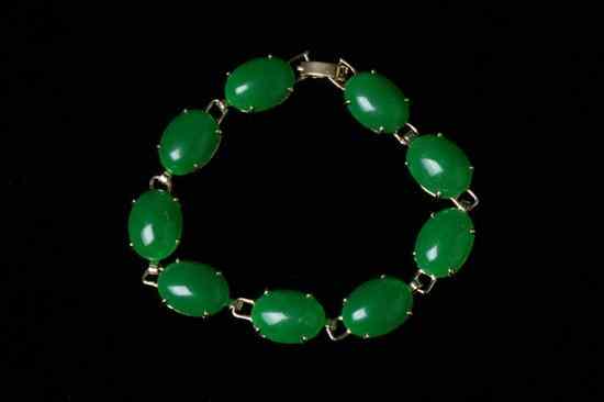 Appraisal: CHINESE EMERALD JADEITE BRACELET - in diam