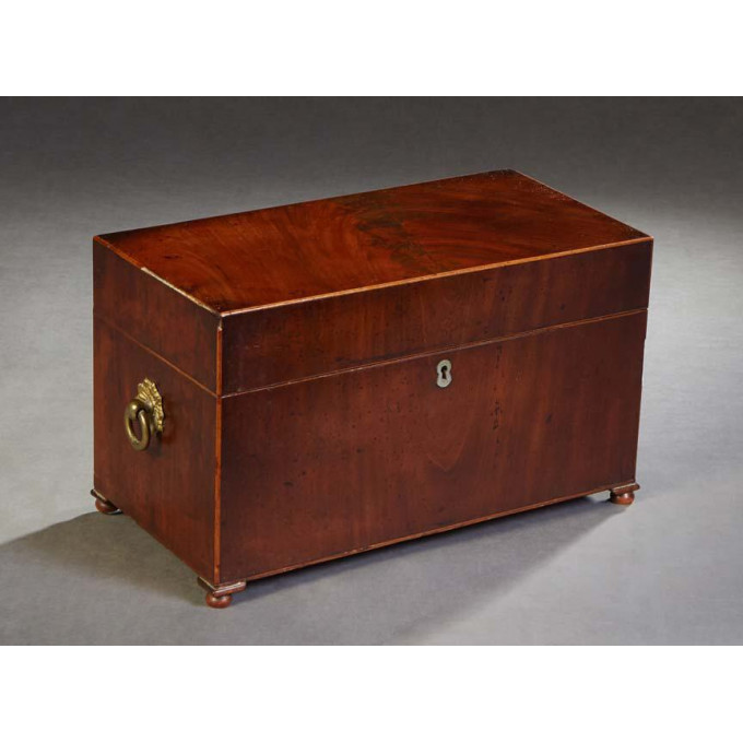 Appraisal: English Victorian Line Inlaid Carved Mahogany Tea Caddy th c