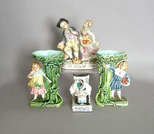 Appraisal: Four pottery figures tallest - h