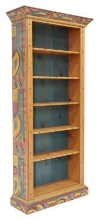 Appraisal: American polychrome paint decorated pine bookcase David Marsh Texas late