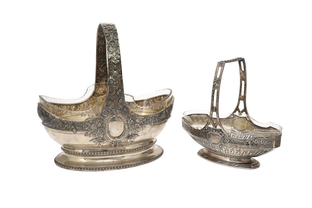 Appraisal: Two silver and glass basket centerpieces Late th Early th