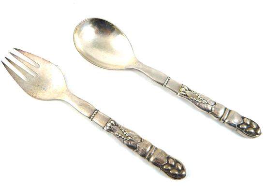 Appraisal: SILVER Georg Jensen sterling silver ornamental fork and spoon salad