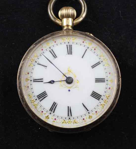 Appraisal: A Swiss ct gold fob watch with Roman dial and