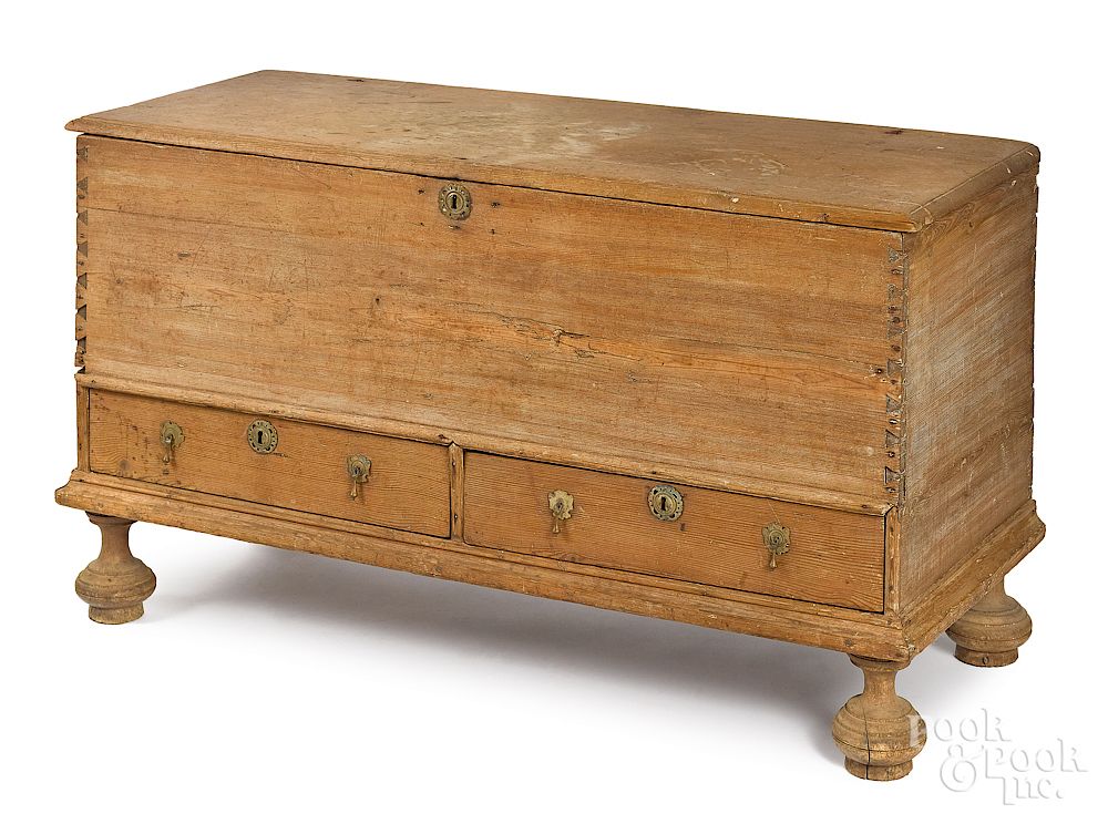 Appraisal: Pennsylvania William and Mary pine blanket chest Exclusive on Bidsquare