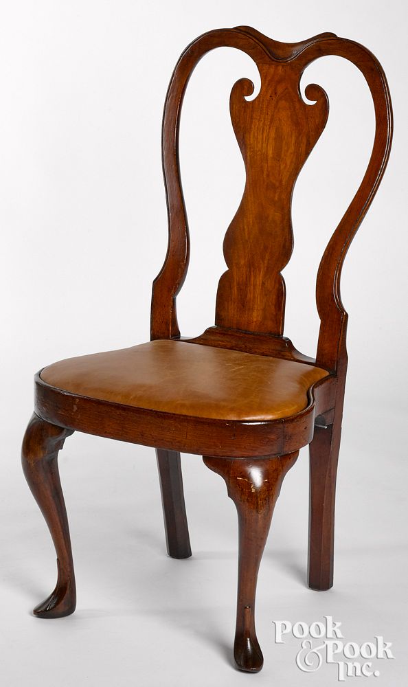 Appraisal: Philadelphia Queen Anne walnut compass seat chair Philadelphia Queen Anne