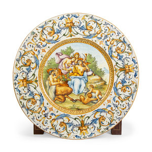 Appraisal: A Pair of Italian Majolica Chargers TH CENTURY Diameter inches