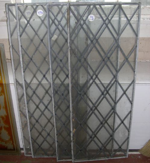 Appraisal: Quartet of English Upright Trellis-Leaded Glass Window Panels first quarter