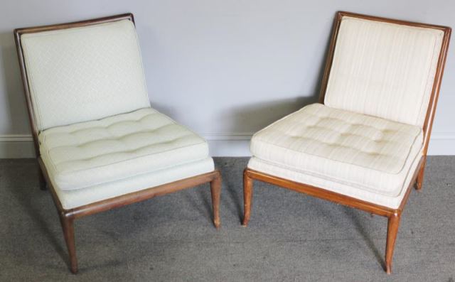 Appraisal: Midcentury Pair Robsjohn-Gibbings Slipper Chairs T H Robsjohn-Gibbings slipper chairs