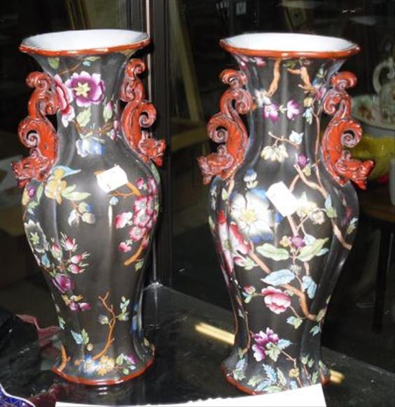 Appraisal: A pair of th century ironstone vases decorated in oriental