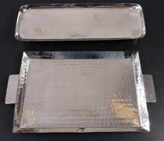 Appraisal: Chrome Plated Copper Serving Trays Two Two chrome plated copper