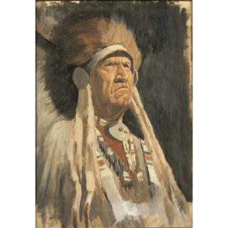 Appraisal: Native American Painting Framed oil on board portrait of a