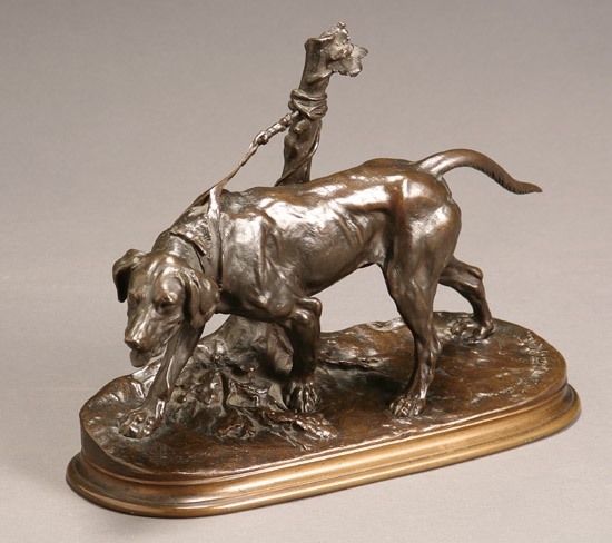 Appraisal: French Bronze Figure of Chien Limier L'attache After a Model