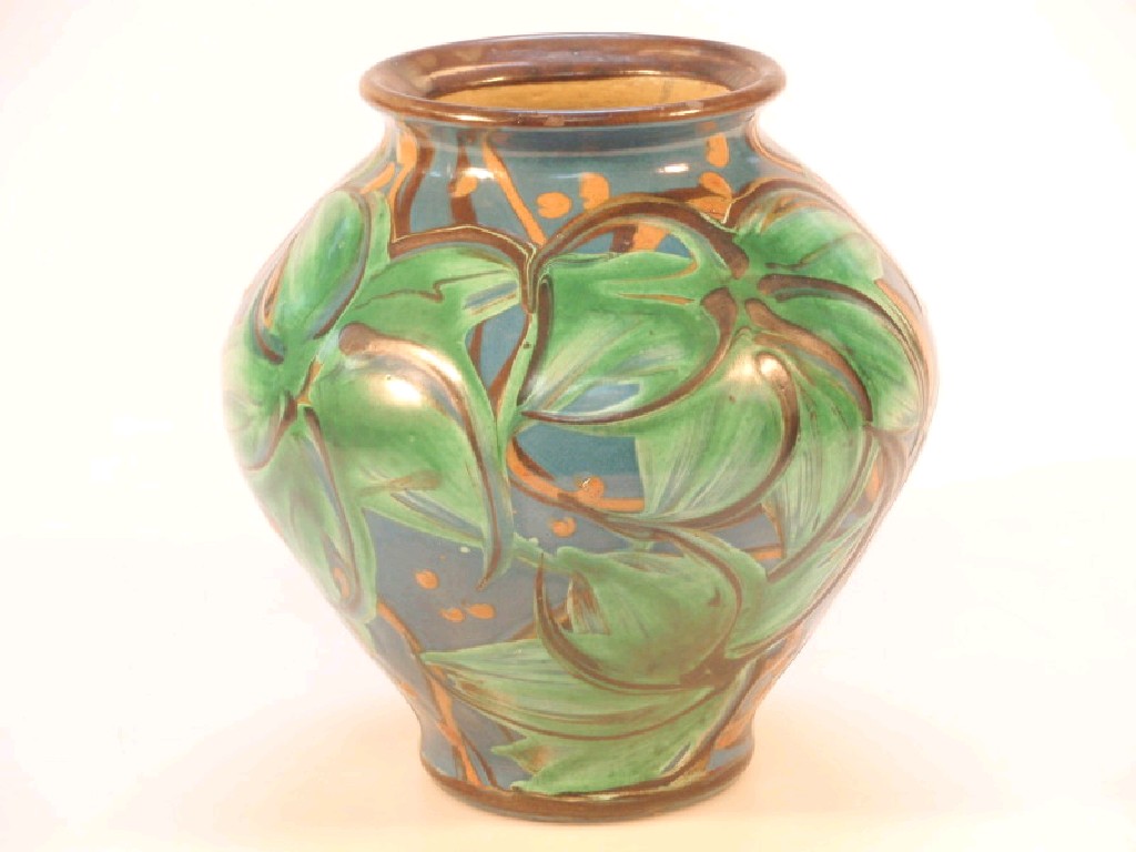 Appraisal: An earthenware ovoid vase by Herman A Kahler Danmark painted