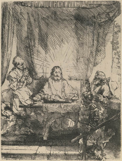 Appraisal: REMBRANDT VAN RIJN Christ at Emmaus The Larger Plate Etching