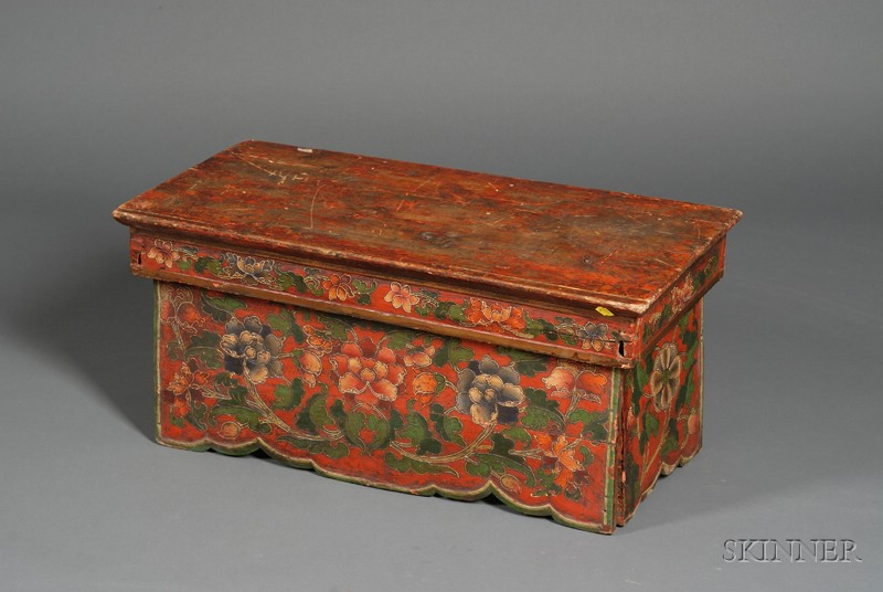 Appraisal: Small Folding Table Tibet th century painted decoration of lotus