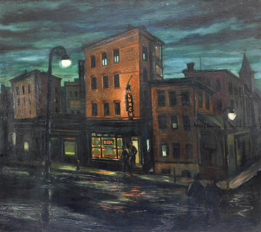 Appraisal: GORDON STEELE MODERN NOCTURNAL STREET PAINTING New York - Titled