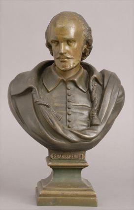 Appraisal: AMERICAN SCHOOL E TH C SHAKESPEARE Patinated metal bust titled