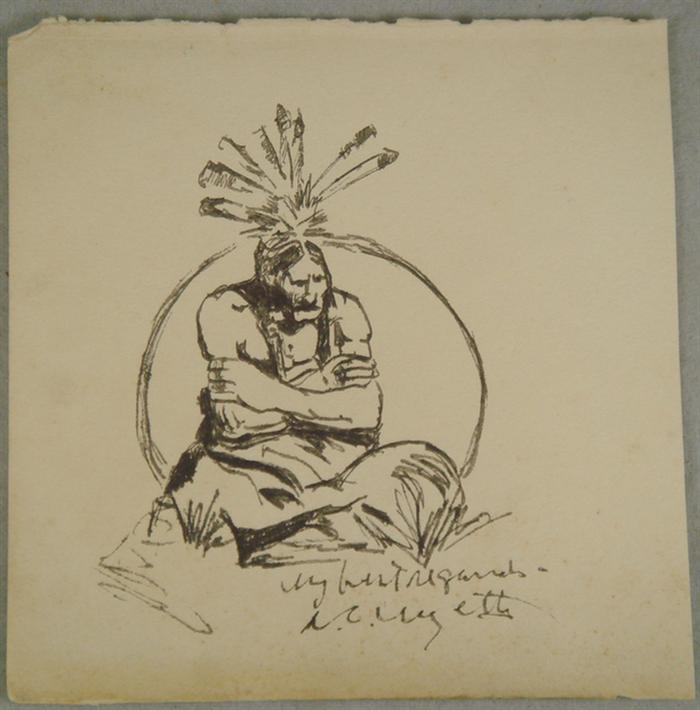 Appraisal: Newell Convers Wyeth American - ink on paper Seated Native