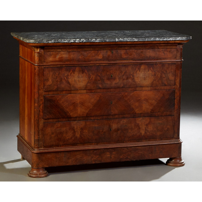 Appraisal: French Provincial Louis Philippe Carved Walnut Marble Top Commode th