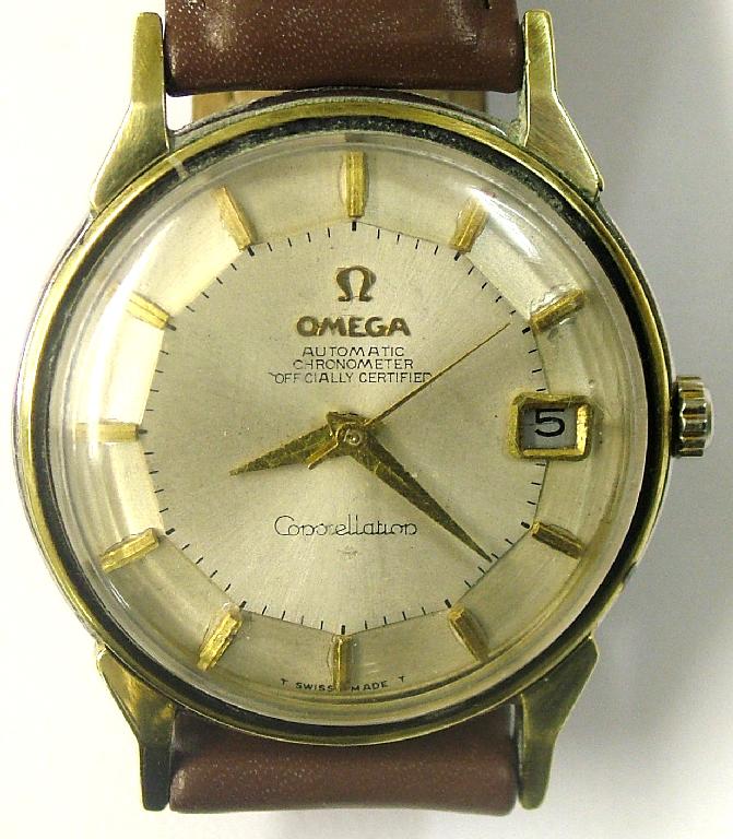 Appraisal: Omega early 's Constellation chronometer automatic gold plated and stainless